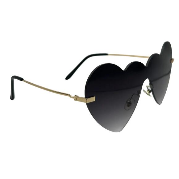 7008 | Black Rimless Heart Sunglasses - Picture 2 of 5